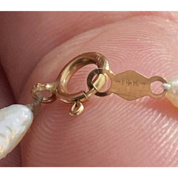 14k Yellow Gold Freshwater Pearl & Coral Bracelet Fine 8 - Picture 3 of 4